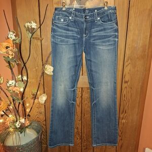 Classic D9 'Slick' Blue Straight Leg Jeans with Natural Fading   Sz 9